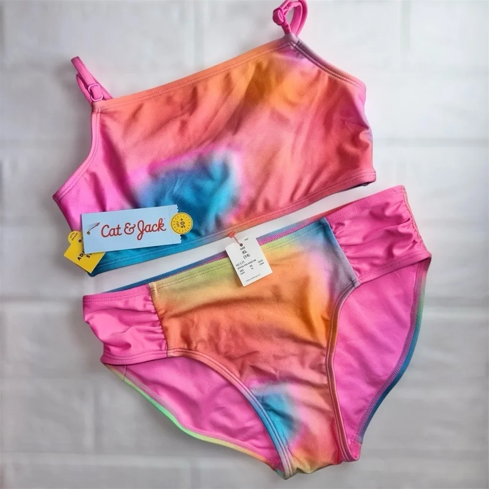 New Cat & Jack Colorful Tie-Dye Bikini Set Size XL (14)